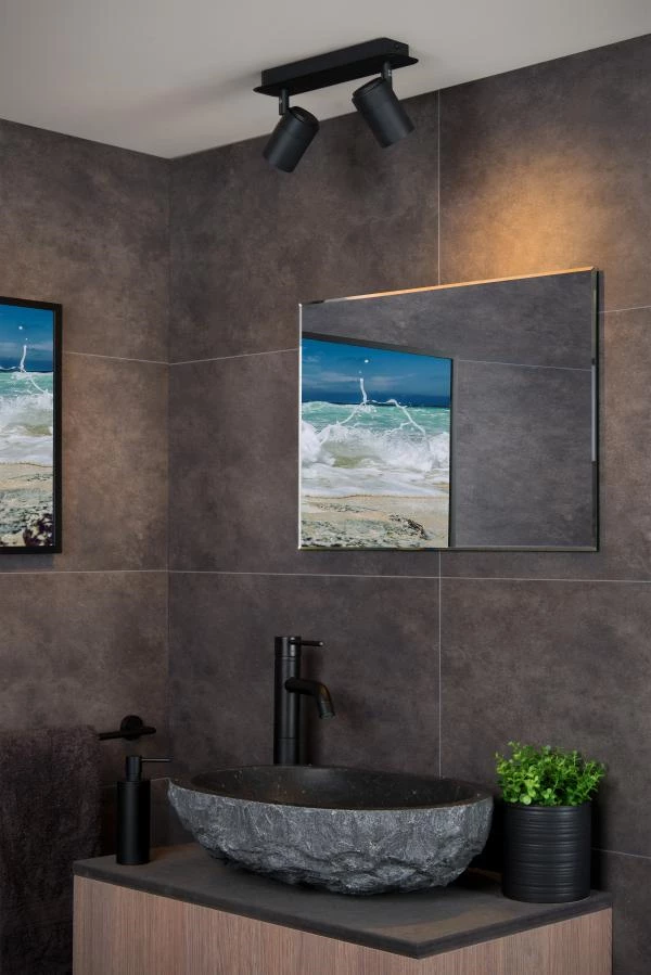 Lucide LENNERT - Ceiling spotlight Bathroom - LED Dim. - GU10 - 2x5W 3000K - IP44 - Black - ambiance 5